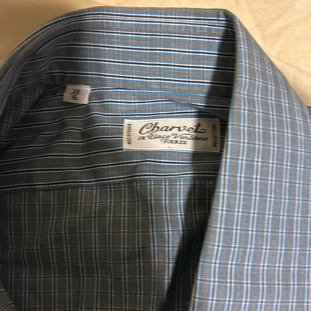 Charvet Dress shirt blue striped size 15